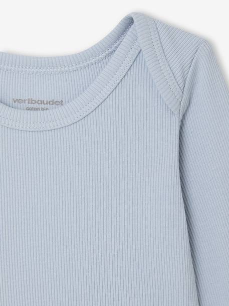 Pack of 3 Bodysuits in Ribbed Knit & Interlock for Newborns sky blue - vertbaudet enfant 