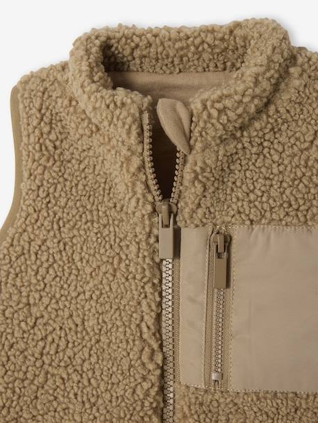 Sherpa sleeveless cardigan for babies taupe - vertbaudet enfant 