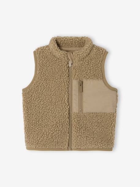 Gilet sans manches bébé en sherpa taupe - vertbaudet enfant 