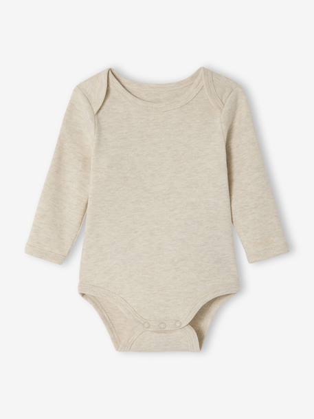 Pack of 5 Bodysuits with Cut-Away Shoulders for Newborns khaki - vertbaudet enfant 