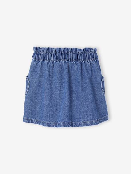 Jupe en jean fille poches coeur denim bleached+denim brut - vertbaudet enfant 