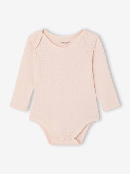 Pack of 3 Bodysuits in Pointelle & Interlock Knit, for Newborns ecru - vertbaudet enfant 