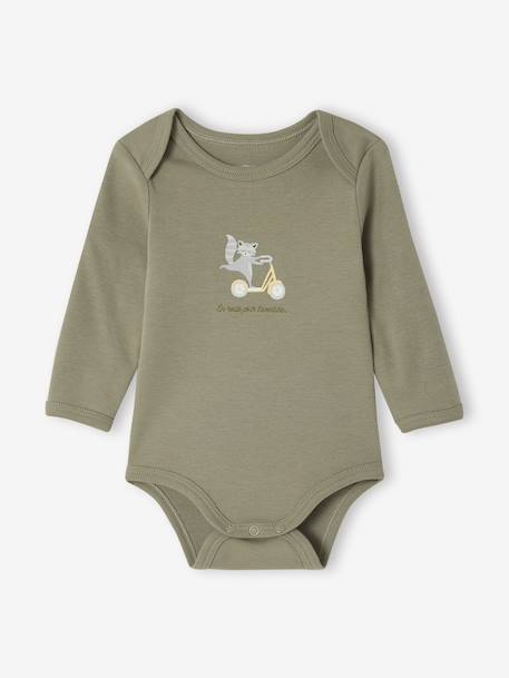 Pack of 5 Bodysuits with Cut-Away Shoulders for Newborns khaki - vertbaudet enfant 