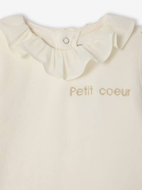 Pack of 2 Sleepsuits in Velour for Newborn Girls, ENVIE DE FRAISE ecru - vertbaudet enfant 