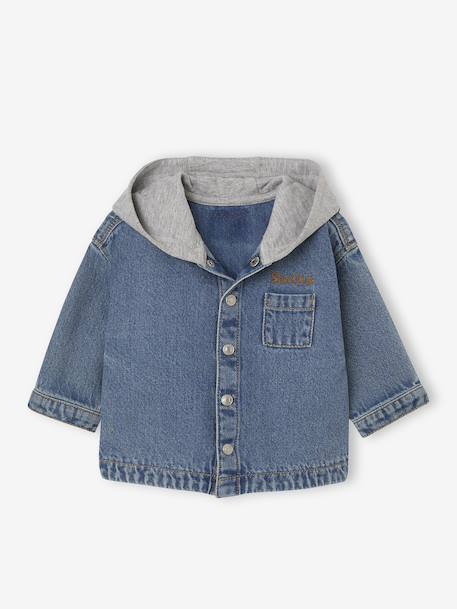 Chemise bébé personnalisable en denim avec capuche stone - vertbaudet enfant 