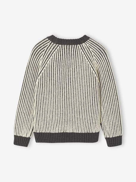Two-Tone Long Sleeve Knitted Jumper anthracite - vertbaudet enfant 