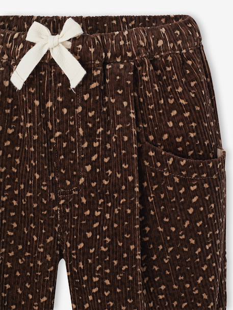 Loose-Fit Corduroy Trousers for Girls chocolate+old rose - vertbaudet enfant 