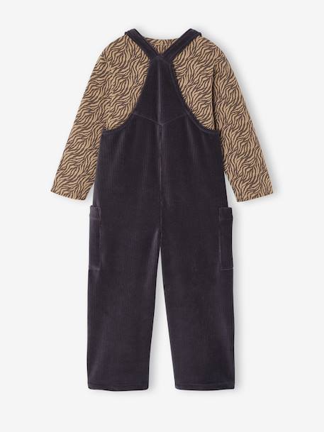 Set of t-shirt and cord dungarees girl anthracite - vertbaudet enfant 