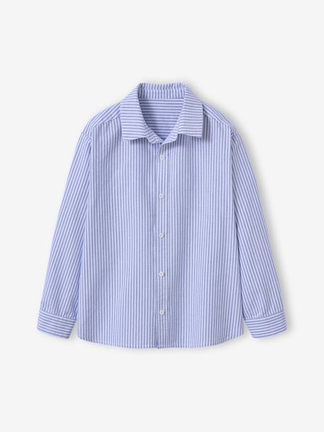 Striped Long-Sleeved Shirt for Boys, Jonen striped blue - vertbaudet enfant 