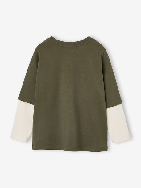 2-in-1-Effect T-Shirt for Boys khaki - vertbaudet enfant 