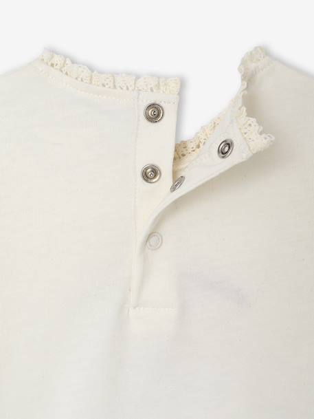 Long-sleeved baby t-shirt with leopard heart pattern ecru - vertbaudet enfant 