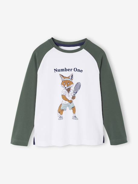 Tee-shirt manches longues garçon Renard écru - vertbaudet enfant 