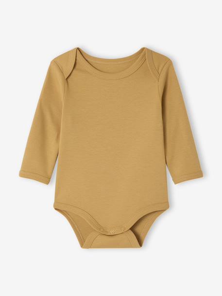 Pack of 5 Bodysuits with Cut-Away Shoulders for Newborns khaki - vertbaudet enfant 