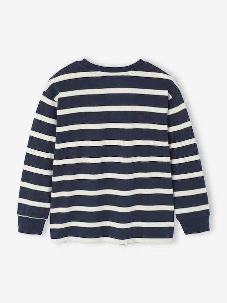 Striped Long-Sleeved T-Shirt for Boys ecru+night blue - vertbaudet enfant 