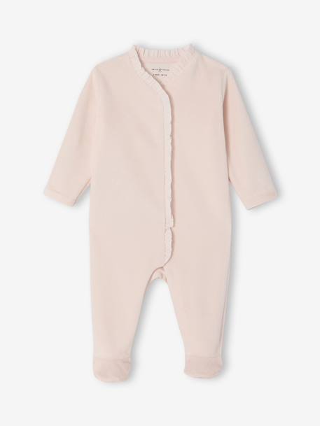 Pack of 2 Sleepsuits in Velour for Newborn Girls, ENVIE DE FRAISE ecru - vertbaudet enfant 