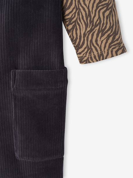Set of t-shirt and cord dungarees girl anthracite - vertbaudet enfant 