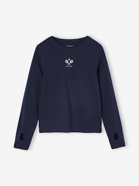 Tee-shirt sport motif tennis fille manches longues - vertbaudet enfant Fille-T-shirt, sous-pull-T-shirt-Tee-shirt sport motif tennis fille manches longues