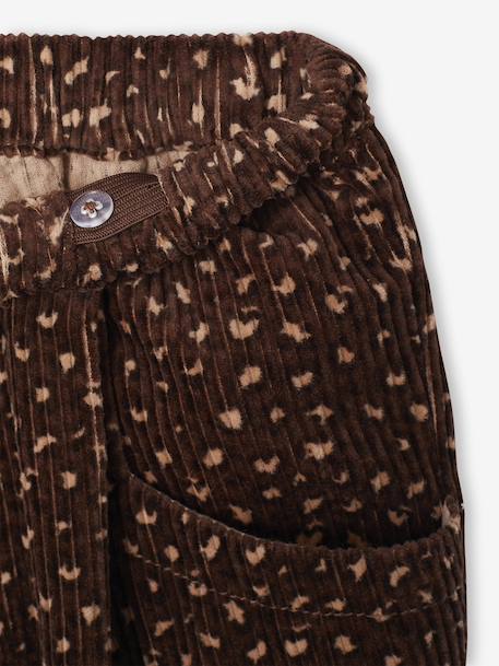 Loose-Fit Corduroy Trousers for Girls chocolate+old rose - vertbaudet enfant 