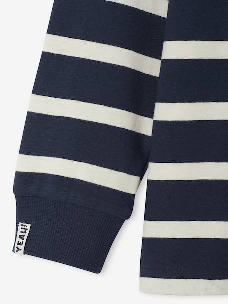 Striped Long-Sleeved T-Shirt for Boys ecru+night blue - vertbaudet enfant 