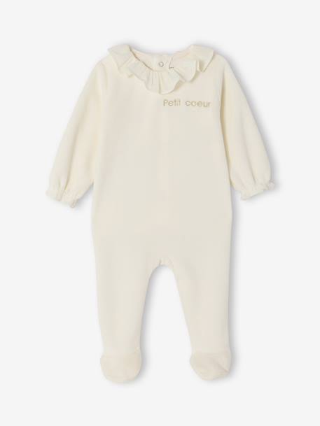 Pack of 2 Sleepsuits in Velour for Newborn Girls, ENVIE DE FRAISE ecru - vertbaudet enfant 