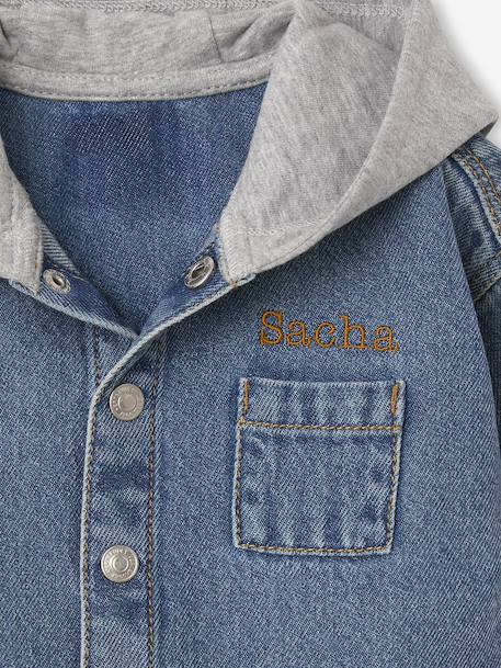 Hooded Denim Shirt for Babies stone - vertbaudet enfant 