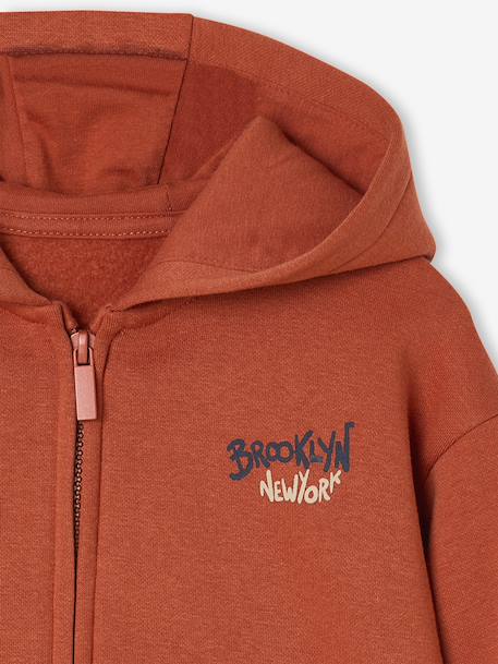 Hooded Sweatshirt with Print & Zip, for Boys rust - vertbaudet enfant 