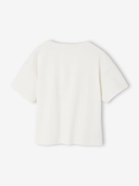 T-shirt animation en sequins réversibles fille manches courtes bois de rose+écru - vertbaudet enfant 