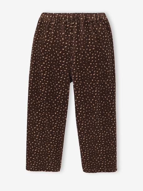 Loose-Fit Corduroy Trousers for Girls chocolate+old rose - vertbaudet enfant 