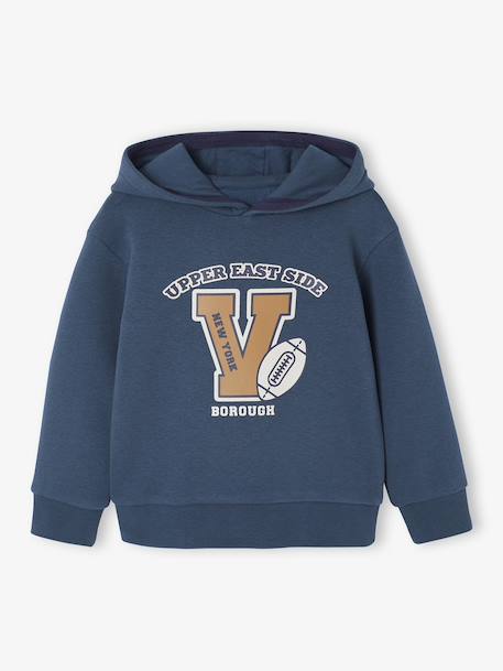Ensemble Sport Garçon Sweat Capuche imprimé + Jogging Uni bleu pétrole+lichen - vertbaudet enfant 