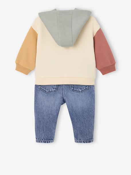Hooded sweatshirt + jeans set for babies multicoloured - vertbaudet enfant 