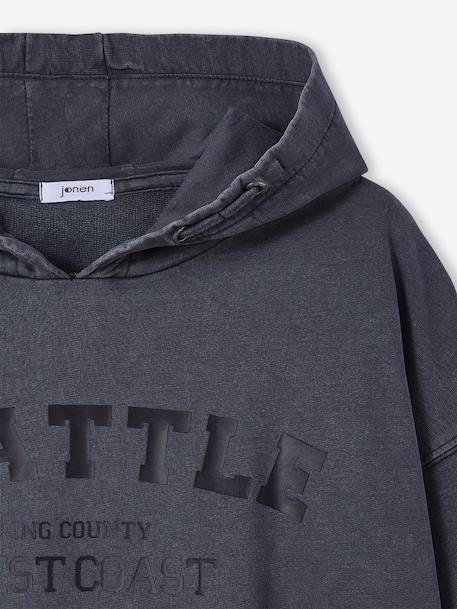 Sweat garçon à capuche oversize noir - vertbaudet enfant 