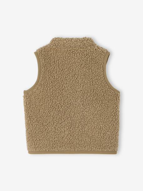 Sherpa sleeveless cardigan for babies taupe - vertbaudet enfant 