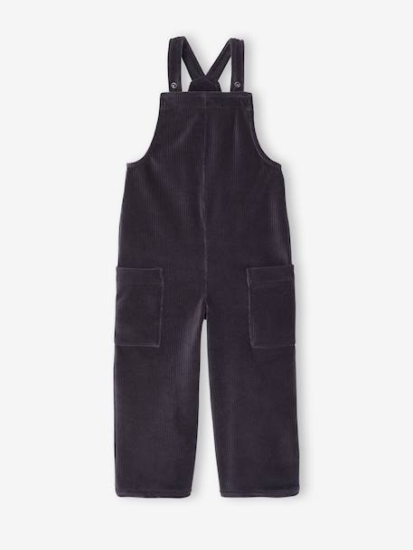 Set of t-shirt and cord dungarees girl anthracite - vertbaudet enfant 