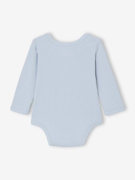 Pack of 3 Bodysuits in Ribbed Knit & Interlock for Newborns sky blue - vertbaudet enfant 