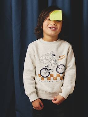 Sweat garçon col rond motif placé - vertbaudet enfant Garçon-Sweat garçon col rond motif placé