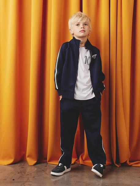 Boys' long-sleeved sweatshirt with high neck navy blue - vertbaudet enfant 