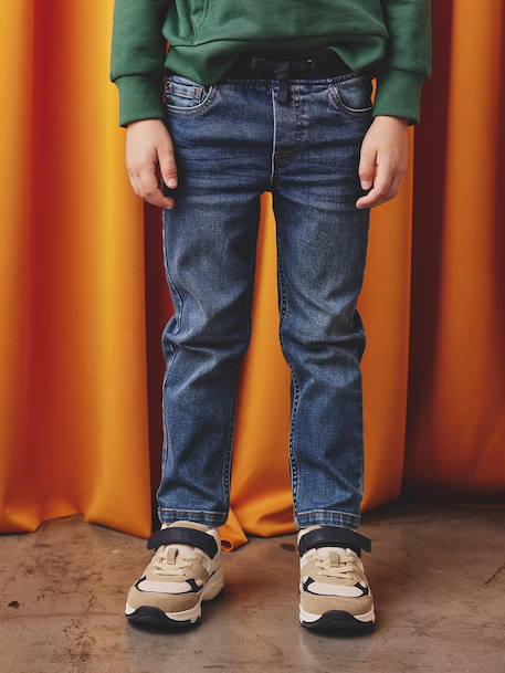 Indestructible relaxed straight jeans easy to pull on for boys denim grey+double stone+stone - vertbaudet enfant 