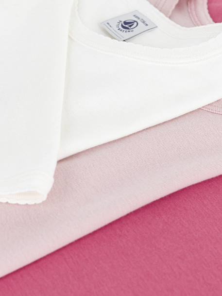 Pack of 3 PETIT BATEAU long-sleeved cotton T-shirts for girls rose - vertbaudet enfant 