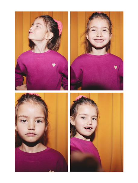 Basics Sweatshirt with Motif for Girls anthracite+coral+peony pink+purple clover+sage+vanilla+violet - vertbaudet enfant 