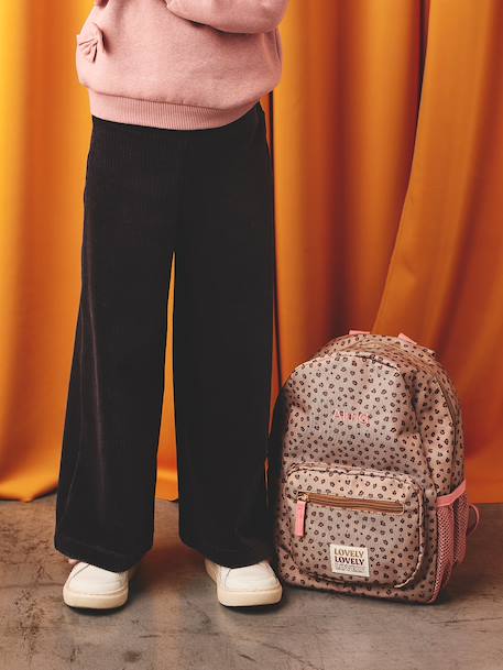 Wide Corduroy Trousers for Girls anthracite+blush+BROWN MEDIUM SOLID+ecru+grey blue+khaki+plum+rose - vertbaudet enfant 
