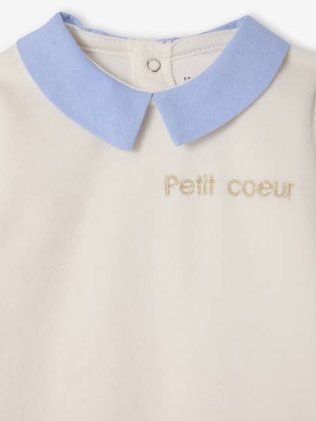 Pack of 2 Velour Sleepsuits for Newborns, ENVIE DE FRAISE ecru - vertbaudet enfant 