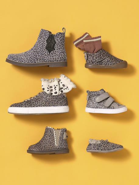 Leather Boots with Seams, for Girls black+brown+navy blue+set beige+taupe - vertbaudet enfant 