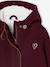 Manteau à capuche fille drap de laine doublé sherpa bordeaux+chamois+vert foncé - vertbaudet enfant 