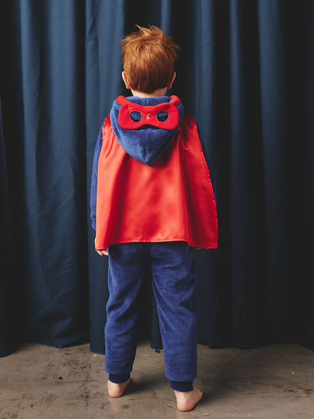Superhero sleepsuit pyjamas: detachable cape + mask royal blue - vertbaudet enfant 