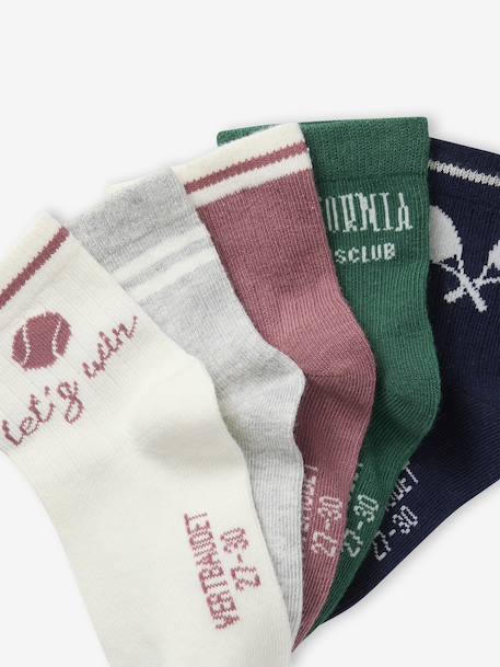 Pack of 5 Pairs of Sports Socks for Girls marl grey - vertbaudet enfant 