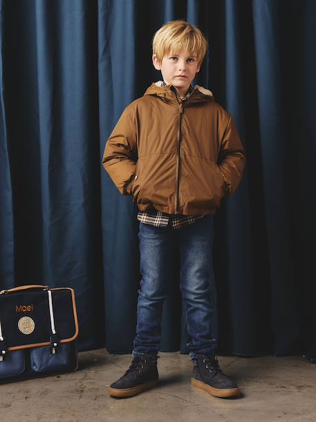 Coupe-vent garçon doublé sherpa à capuche caramel+kaki+marine+olive - vertbaudet enfant 
