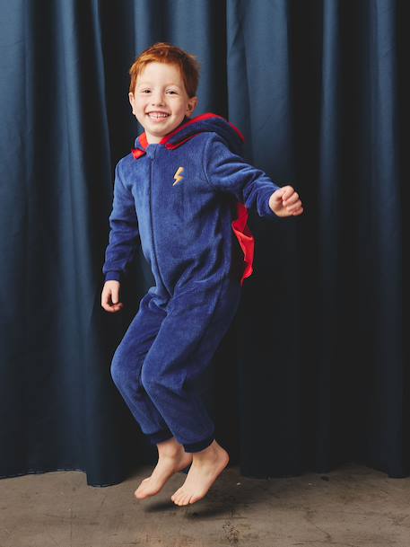 Superhero sleepsuit pyjamas: detachable cape + mask royal blue - vertbaudet enfant 
