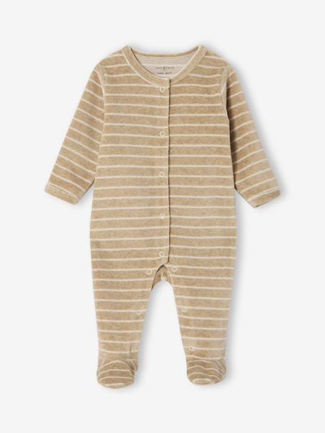 Pack of 2 Velour Sleepsuits for Newborns, ENVIE DE FRAISE ecru - vertbaudet enfant 