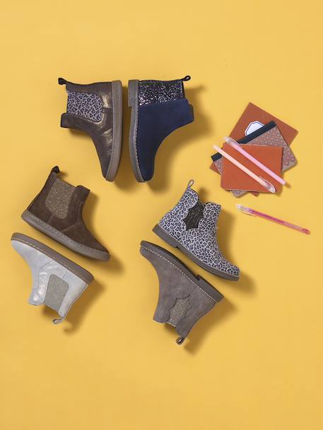 Boots enfant fille cuir détails festons lot beige+marine+marron+noir+taupe - vertbaudet enfant 