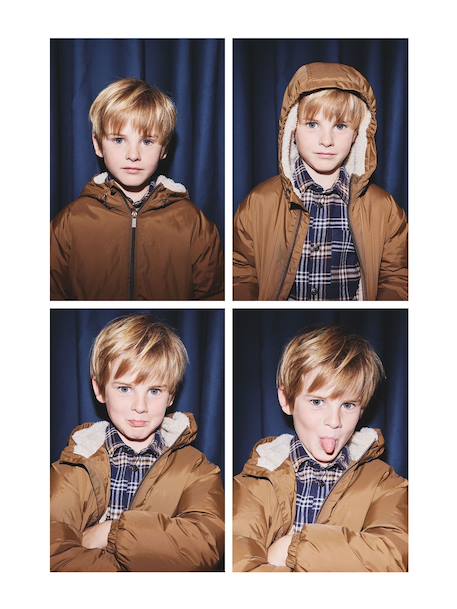 Coupe-vent garçon doublé sherpa à capuche caramel+kaki+marine+olive - vertbaudet enfant 